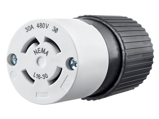 Bryant Locking Connector 30A 3PH 480V L16-30R Black And White CN (71630NCC)