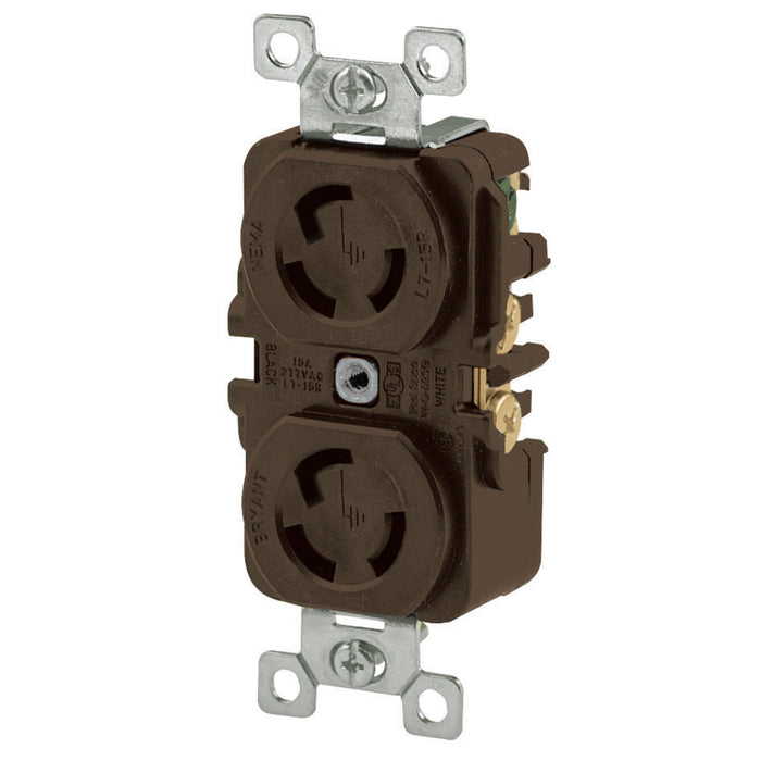 Bryant Locking Duplex Receptacle 15A 125V L5-15R Brown (4700DR)