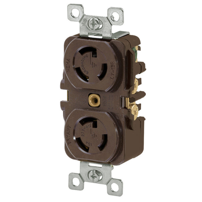 Bryant Locking Duplex Receptacle 15A 277V L7-15R Brown (4750DR)