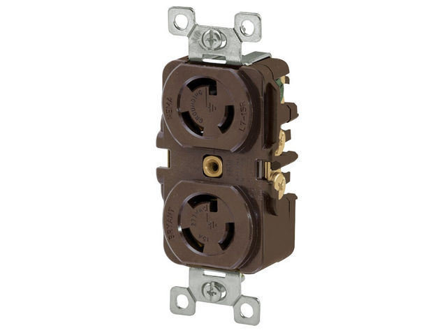 Bryant Locking Duplex Receptacle 15A 277V L7-15R Brown (4750DR)