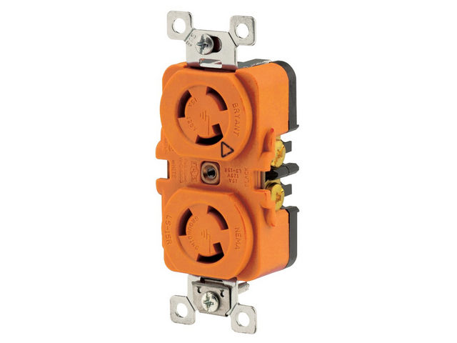 Bryant Locking Duplex Receptacle Isolated Ground 15A 125V L5-15R (4700DRIGC)