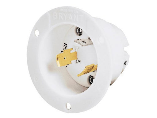 Bryant Locking Flanged Inlet 20A 125/250V L10-20P White (71020MB)