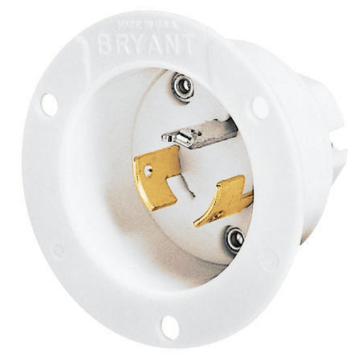 Bryant Locking Flanged Inlet 20A 250V 2P3W Black (7327)