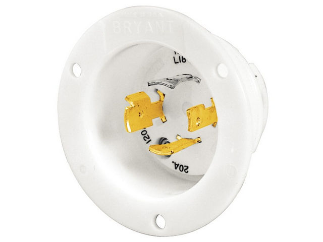 Bryant Locking Flanged Inlet 20A 347/600V L20-20P White (72020MB)