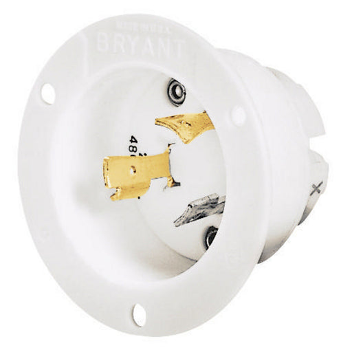 Bryant Locking Flanged Inlet 20A 600V L9-20P White (70920MB)