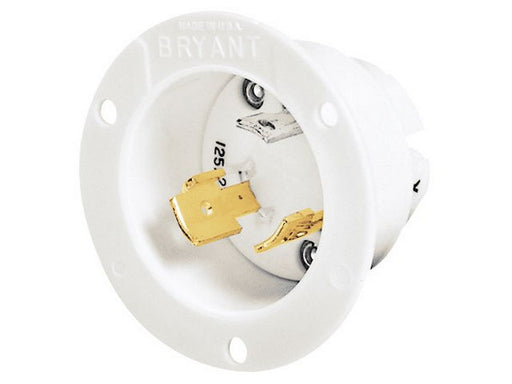 Bryant Locking Flanged Inlet 30A 125/250V L10-30P White (71030MB)