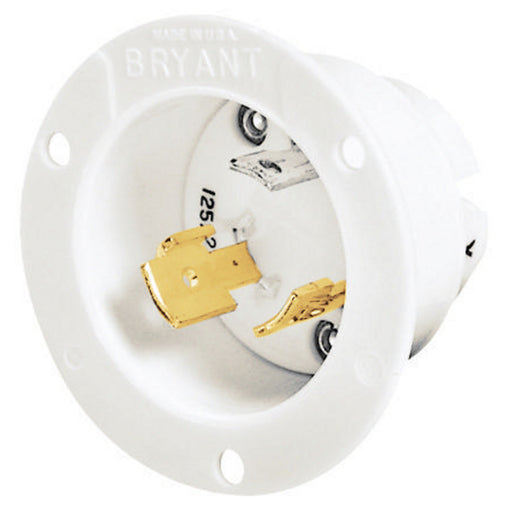 Bryant Locking Flanged Inlet 30A 125/250V L10-30P White (71030MB)