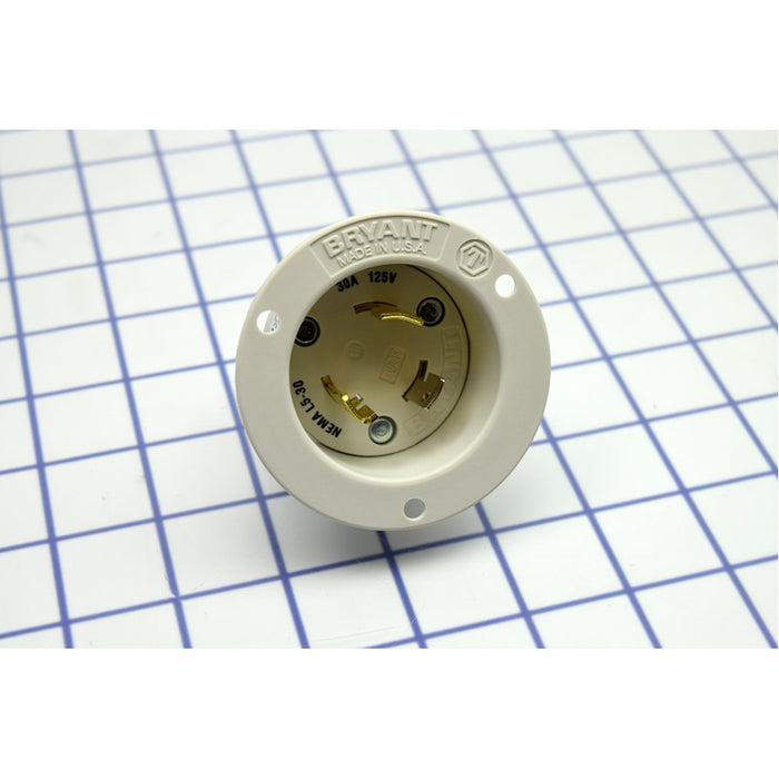 Bryant Locking Flanged Inlet 30A 125V L5-30P White (70530MB)