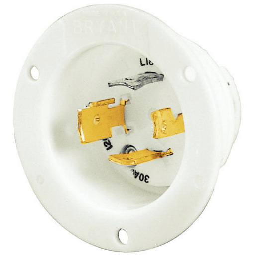 Bryant Locking Flanged Inlet 30A 277/480V L19-30P White (71930MB)
