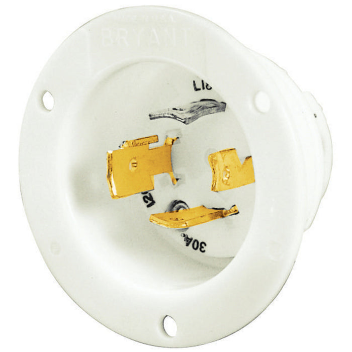 Bryant Locking Flanged Inlet 30A 277/480V L19-30P White (71930MB)