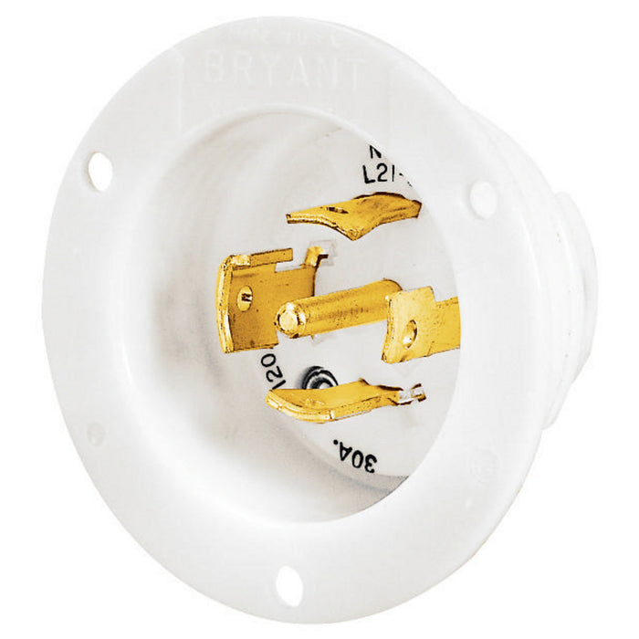 Bryant Locking Flanged Inlet 30A 347/600V L23-30P White (72330MB)