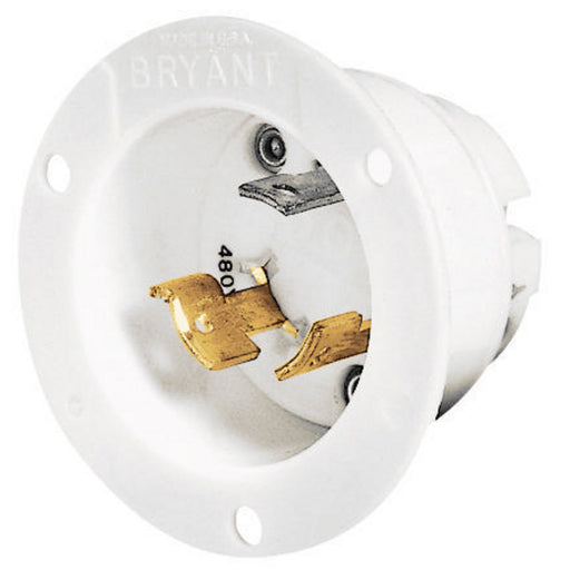 Bryant Locking Flanged Inlet 30A 3PH 480V L12-30P White (71230MB)