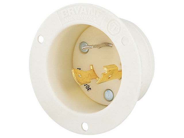 Bryant Locking Flanged Inlet 30A 3PH 600V L13-30P White (71330MB)