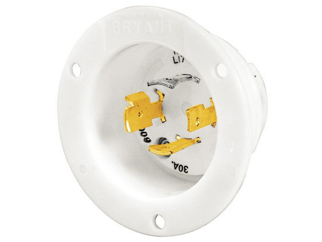 Bryant Locking Flanged Inlet 30A 3PH 600V L17-30P White (71730MB)