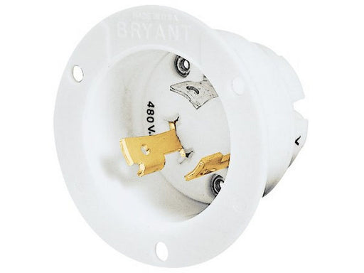 Bryant Locking Flanged Inlet 30A 480V L8-30R Black And White (70830MB)