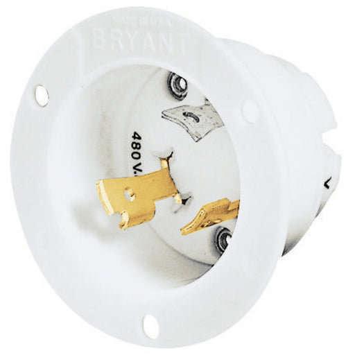 Bryant Locking Flanged Inlet 30A 480V L8-30R Black And White (70830MB)
