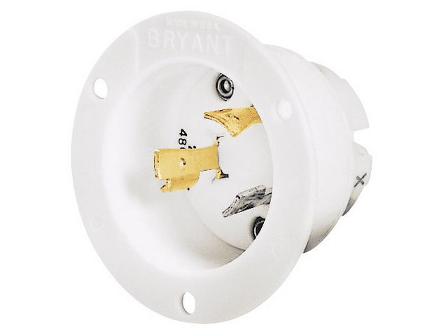 Bryant Locking Flanged Inlet 30A 600V L9-30P White (70930MB)