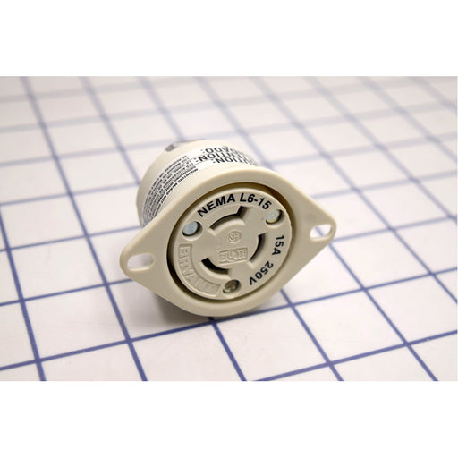 Bryant Locking Flanged Receptacle 15A 250V L6-15R White (70615ER)
