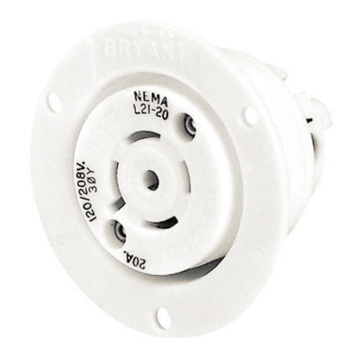 Bryant Locking Flanged Receptacle 20A 120/208V L21-20R White (72120ER)