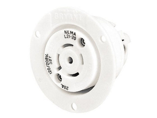 Bryant Locking Flanged Receptacle 20A 277/480V L22-20R White (72220ER)
