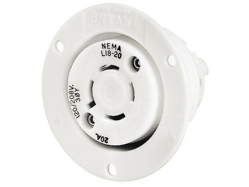 Bryant Locking Flanged Receptacle 20A 347/600V L20-20R White (72020ER)