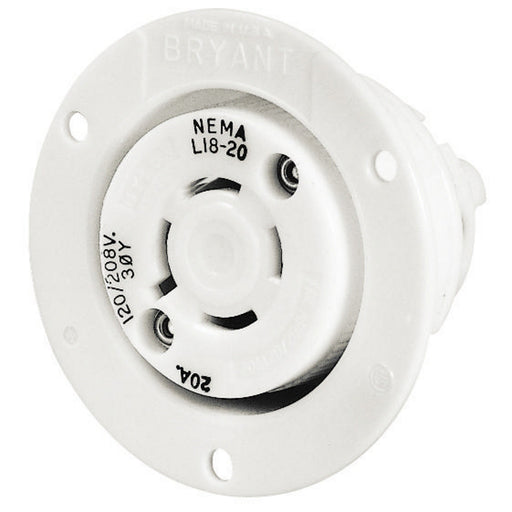 Bryant Locking Flanged Receptacle 20A 347/600V L20-20R White (72020ER)