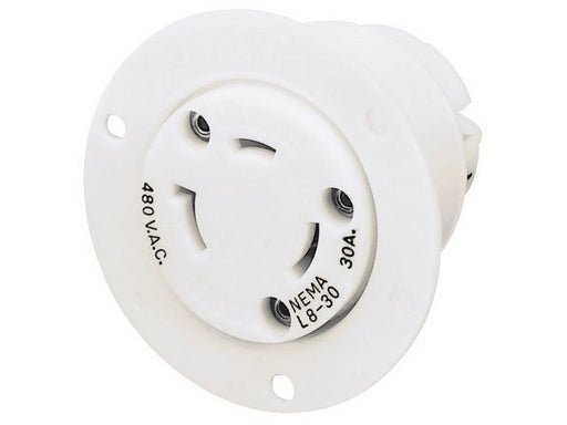 Bryant Locking Flanged Receptacle 30A 277V L7-30R White (70730ER)