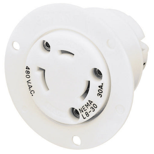 Bryant Locking Flanged Receptacle 30A 277V L7-30R White (70730ER)