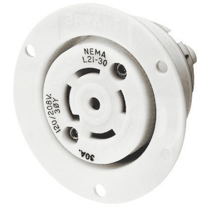 Bryant Locking Flanged Receptacle 30A 347/600V L23-30R White (72330ER)