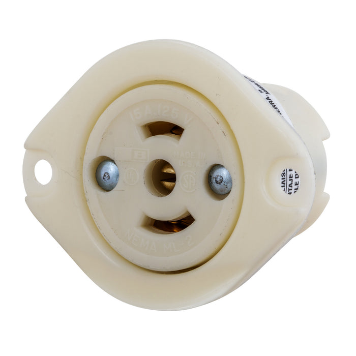 Bryant Locking Flanged Receptacle Midget 15A 125V ML-2R (7596ER)