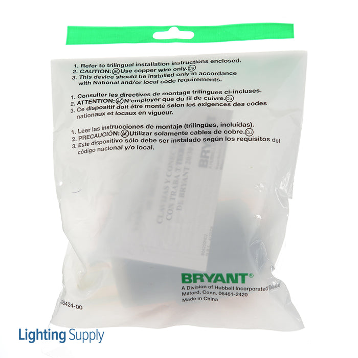 Bryant Locking Plug 20A 250V L6-20P Black And White (70620NP)