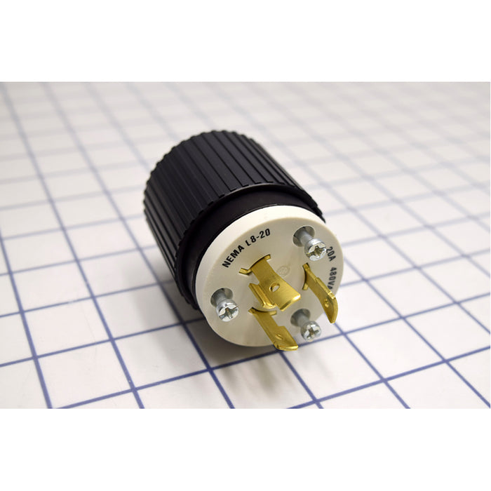 Bryant Locking Plug 20A 480V L8-20P Black And White (70820NP)