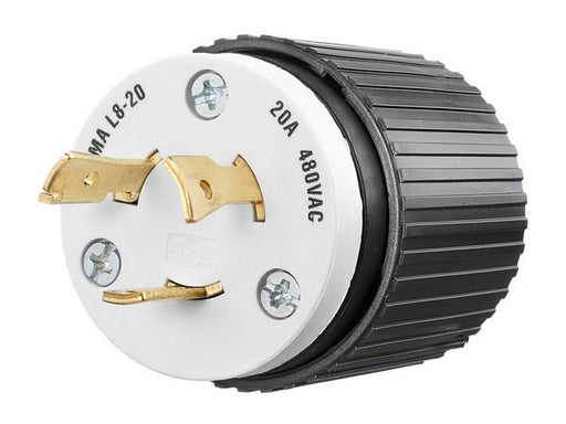 Bryant Locking Plug 20A 480V L8-20P Black And White CN (70820NPC)