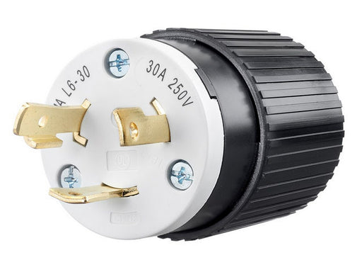 Bryant Locking Plug 30A 250V L6-30P Black And White (70630NPC)