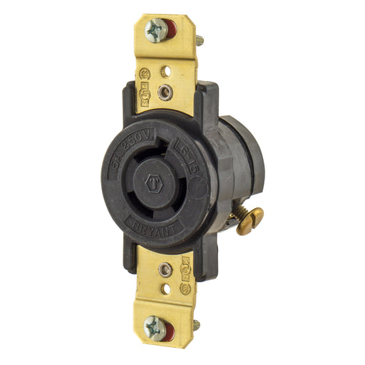Bryant Locking Receptacle 15A 250V L6-15R Black (70615FR)