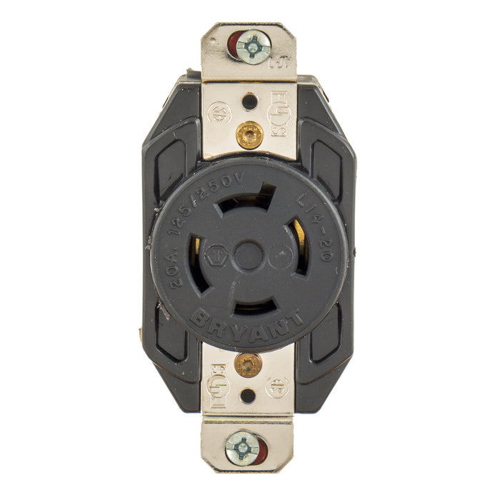 Bryant Locking Receptacle 20A 125/250V L14-20R Black (71420FR)
