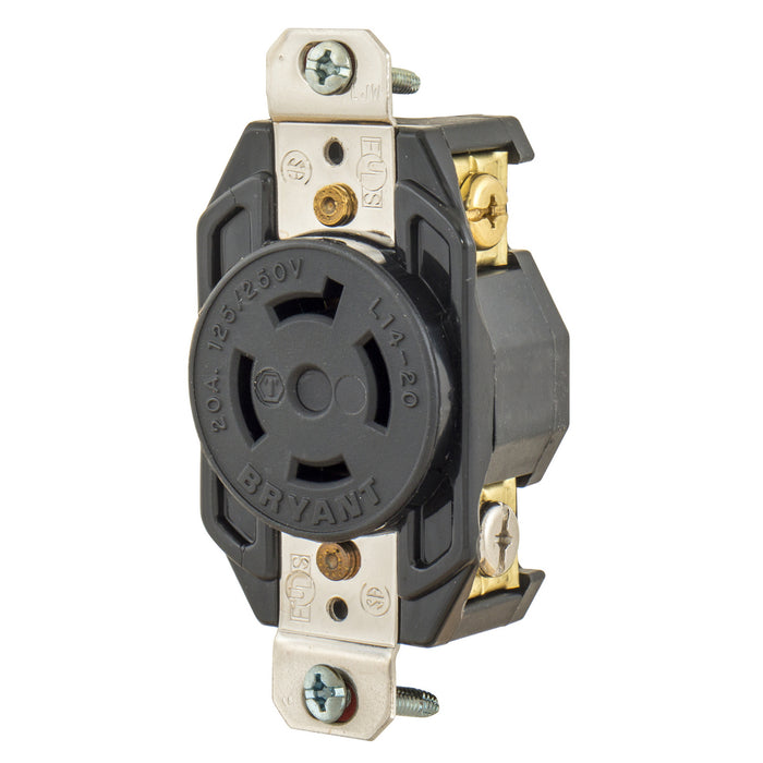 Bryant Locking Receptacle 20A 125/250V L14-20R Black (71420FR)