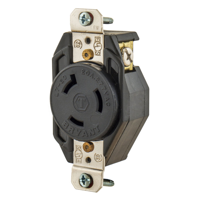 Bryant Locking Receptacle 20A 277V L7-20R Black (70720FR)