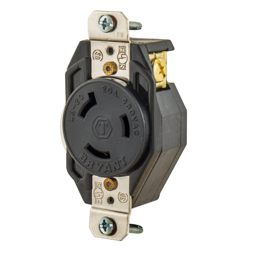 Bryant Locking Receptacle 20A 480V L8-20R Black (70820FR)