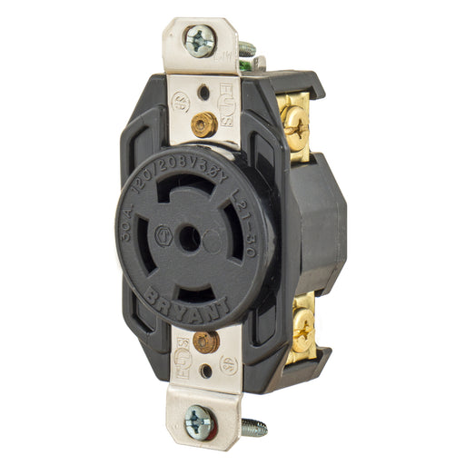 Bryant Locking Receptacle 30A 120/208V L21-30R Black (72130FR)