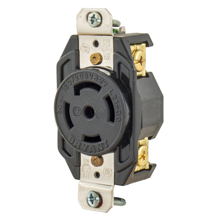 Bryant Locking Receptacle 30A 120/208V L21-30R Black (72130FR)