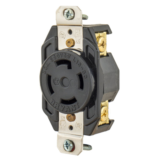 Bryant Locking Receptacle 30A 3PH 250V L15-30R Black (71530FR)