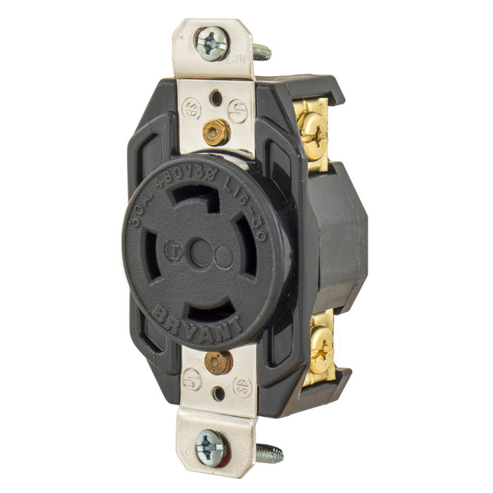 Bryant Locking Receptacle 30A 3PH 480V L16-30R Black (71630FR)