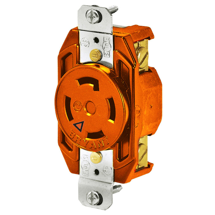 Bryant Locking Receptacle IG 30A 3PH 250V L15-30R Orange (71530IG)