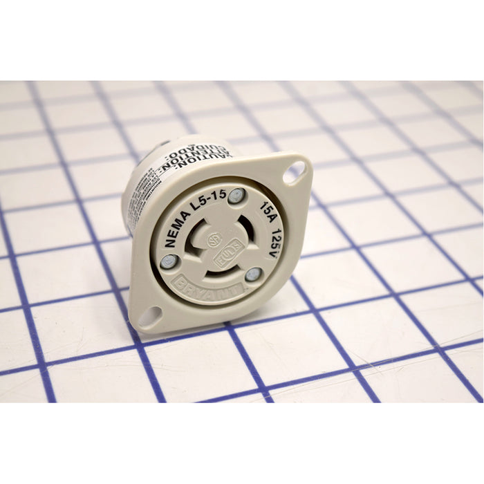 Bryant Locking Single Receptacle 15A 125V L5-15R White (4715ER)