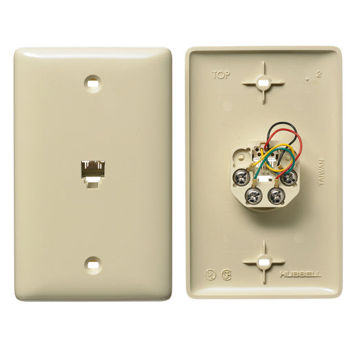 Bryant Plate 1-Gang With Jack 6 Position 4-Conductor Screw Terminal Ivory (NS730I)