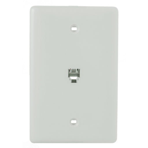 Bryant Plate Mid-Sized With Jack 6 Position 4-Conductor Screw Terminal White (NS735W)