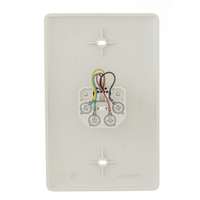 Bryant Plate Mid-Sized With Jack 6 Position 4-Conductor Screw Terminal White (NS735W)