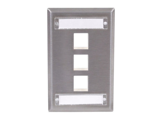 Bryant Plate Stainless Steel 1-Gang 3-Port With Label Field (SSFL13)