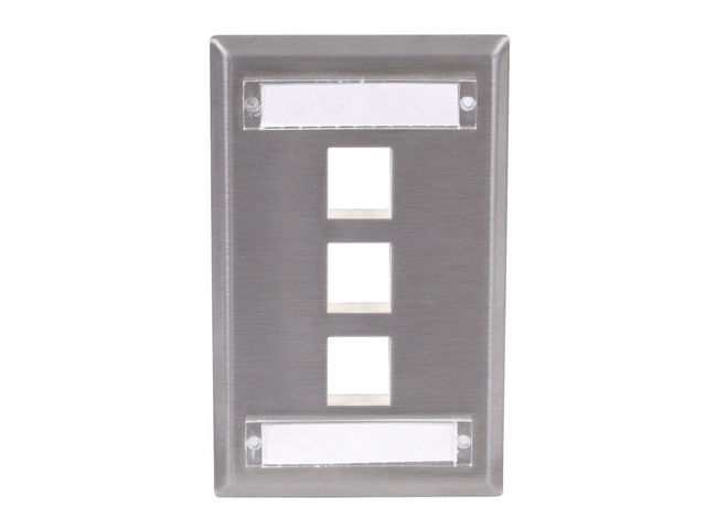 Bryant Plate Stainless Steel 1-Gang 3-Port With Label Field (SSFL13)